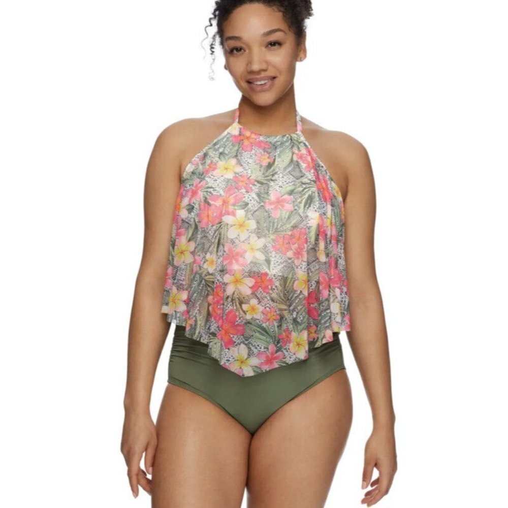 Coco Reef Underwire Floral Tankini Top NWT 34DD